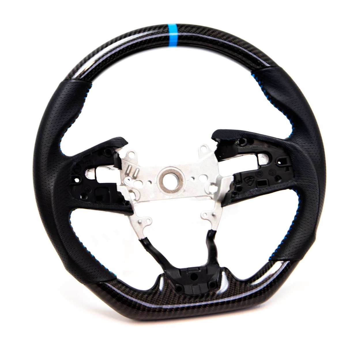 PRL Motorsports Steering Wheel Carbon Fiber and Leather w/ Blue Stripe and Blue Stitching 2016-2021 Honda Civic